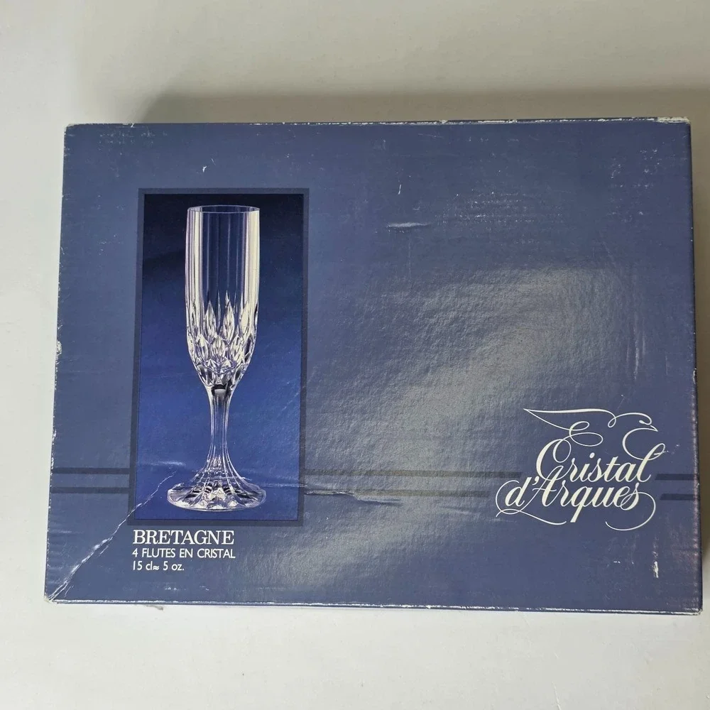 Cristal d'Arques Bretagne Crystal Champagne Flutes 8 1/8